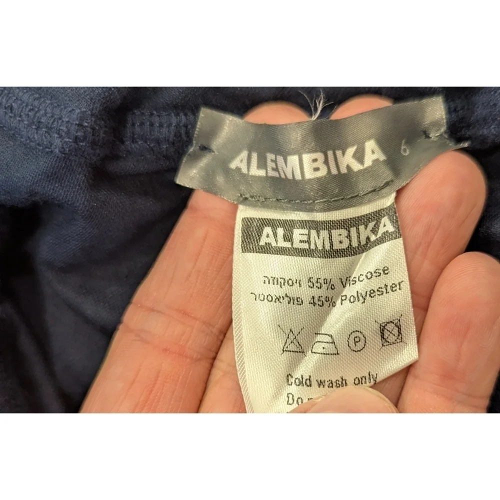 Alembika Blue Front Pocket Pull On Viscose Cropped Pants Size 6